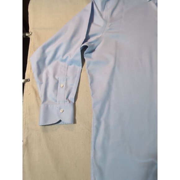 Proper Cloth Men's Non-Iron Stretch Blue Gingham Twill Dress Shirt 19 x 36 - Picture 2 of 7